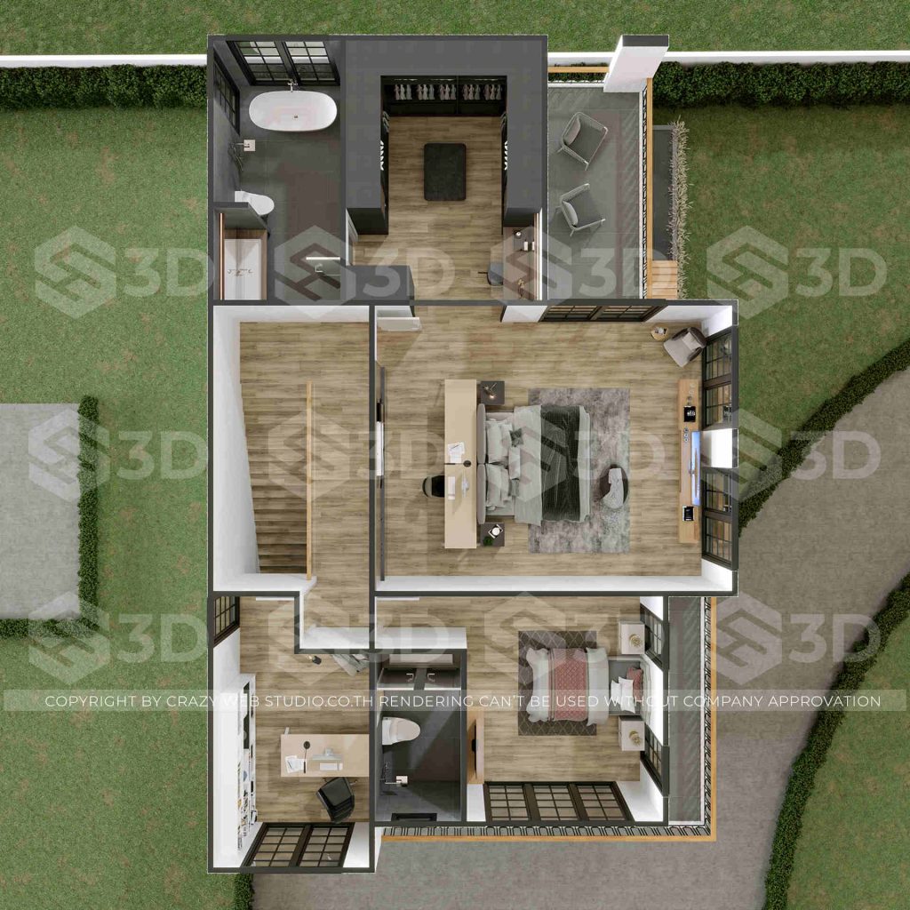 3D renering Villa Bangkok 06 Plan1st_006