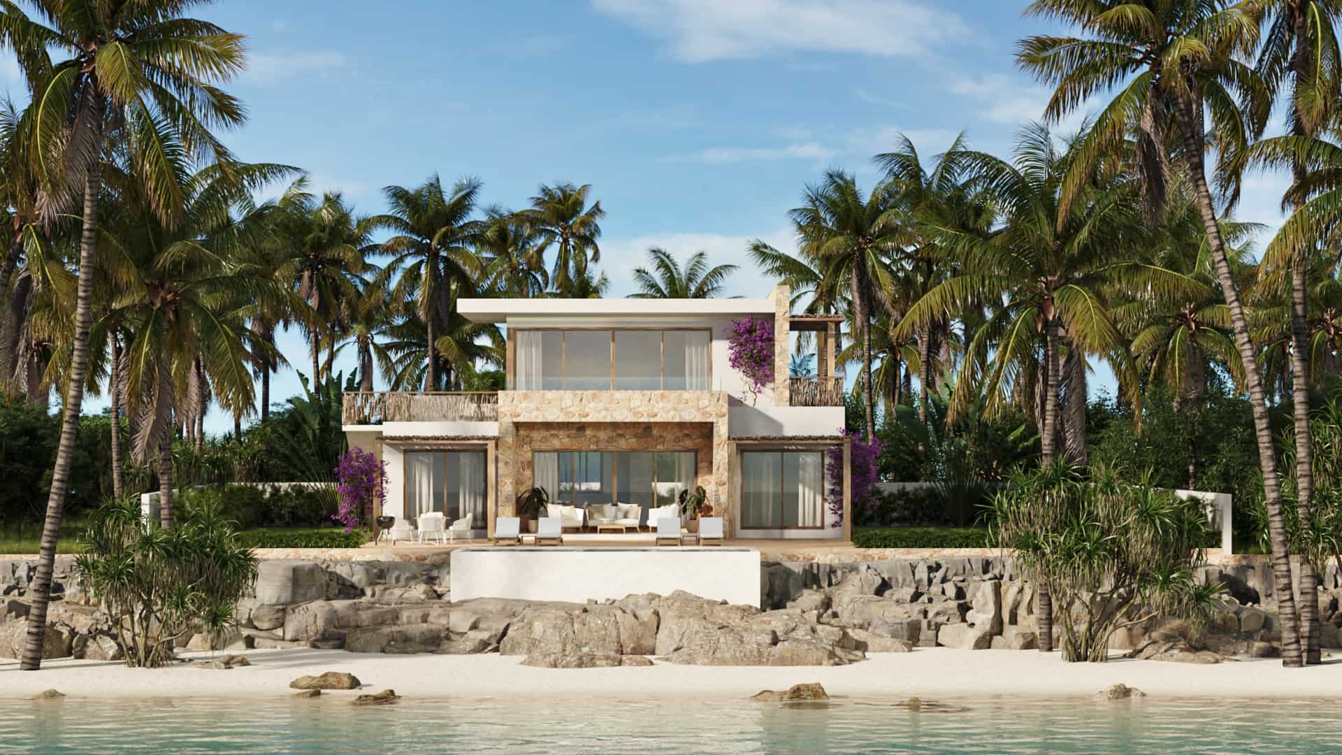 01 exterior b zanzibar sea view villa 3d rendering 28