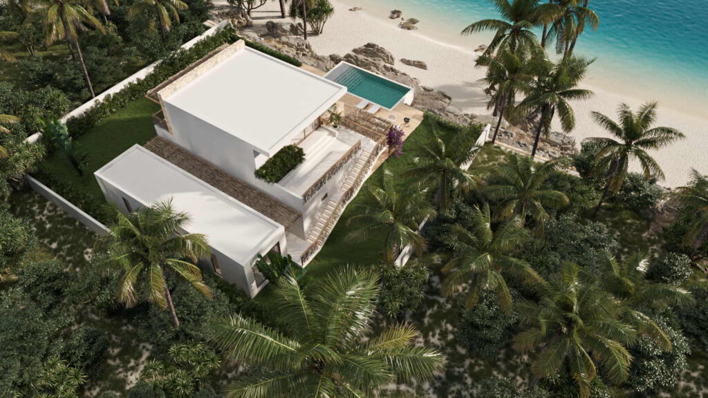 04 exterior b zanzibar sea view villa 3d rendering 15