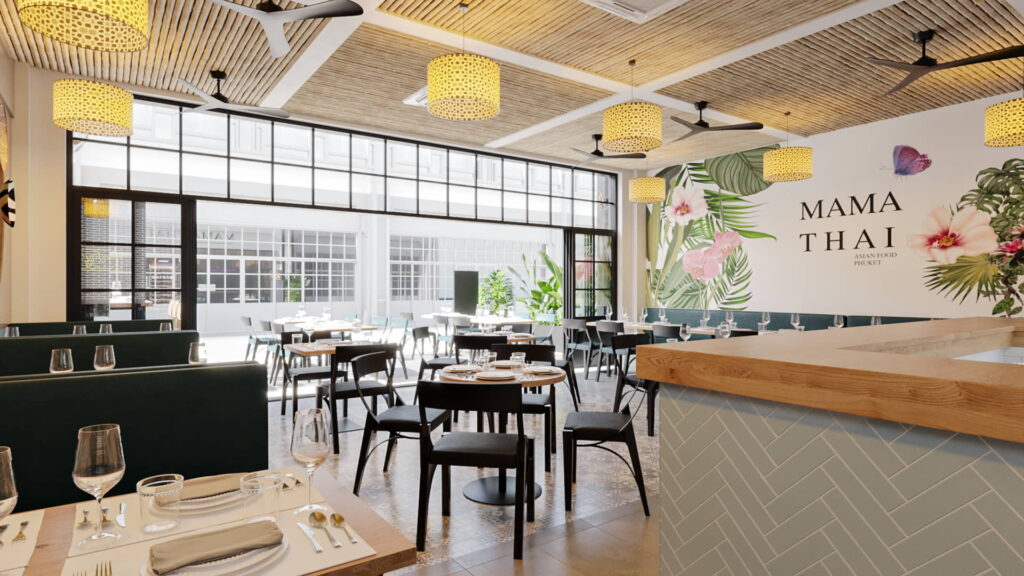 Jungceylon mama thai restaurant 3d rendering 11