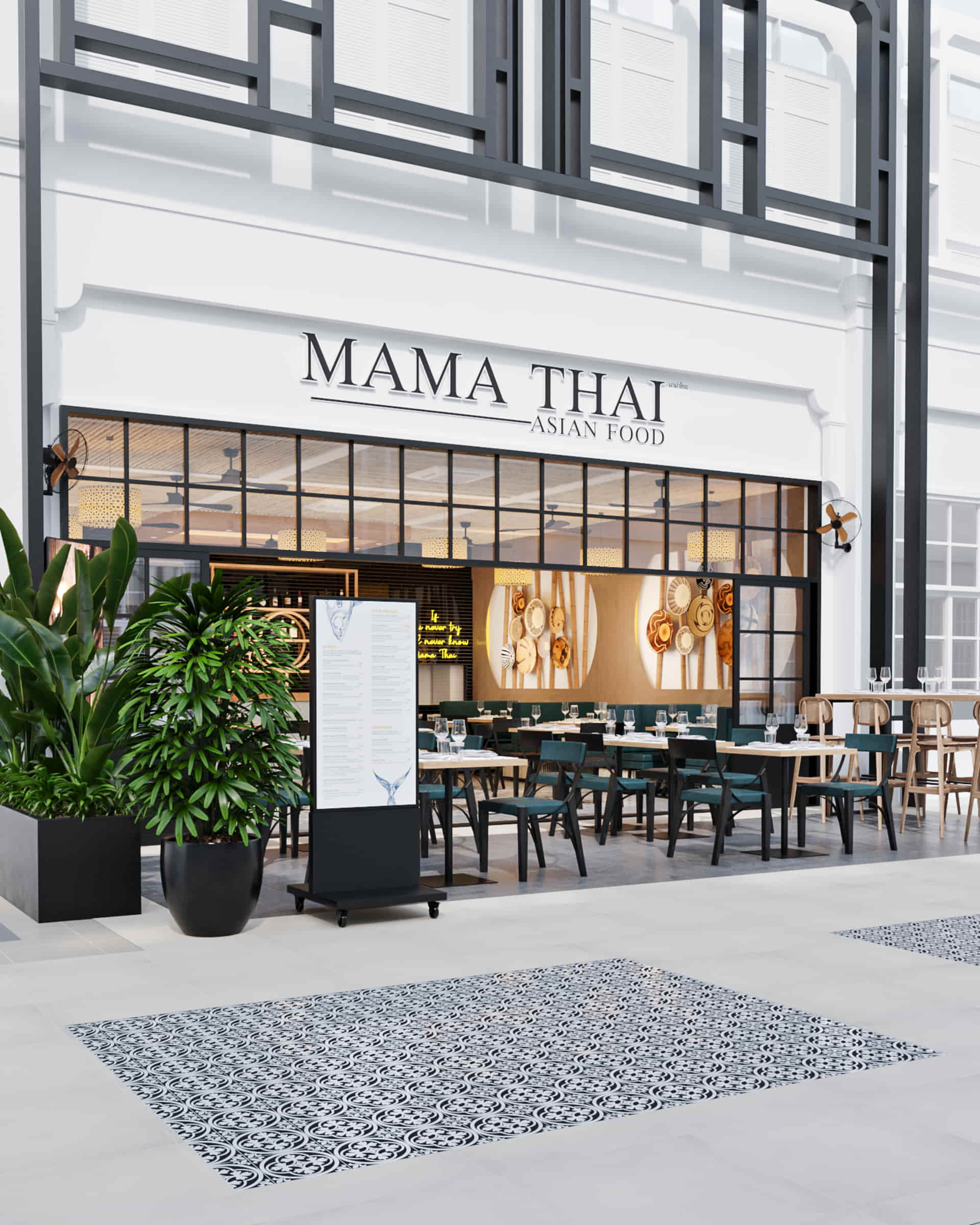 Jungceylon mama thai restaurant 3d rendering 3